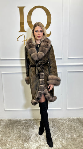 Palton stofa 3/4 alkantara Astoria Brown