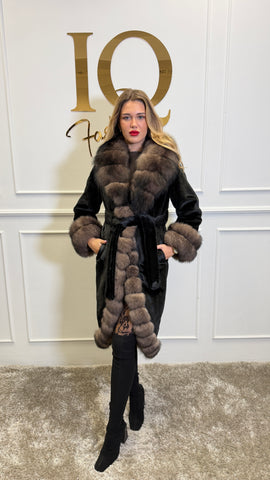 Palton stofa alcantara Astoria Black-Brown