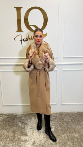 Palton lana cashmir epoleti Elaria Camel