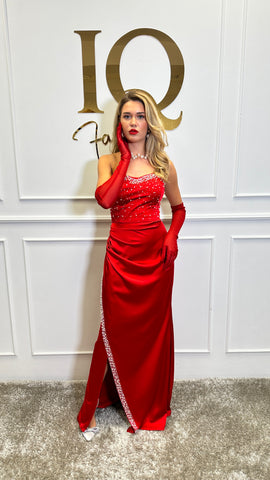 Rochie cu manusi Adallia Red