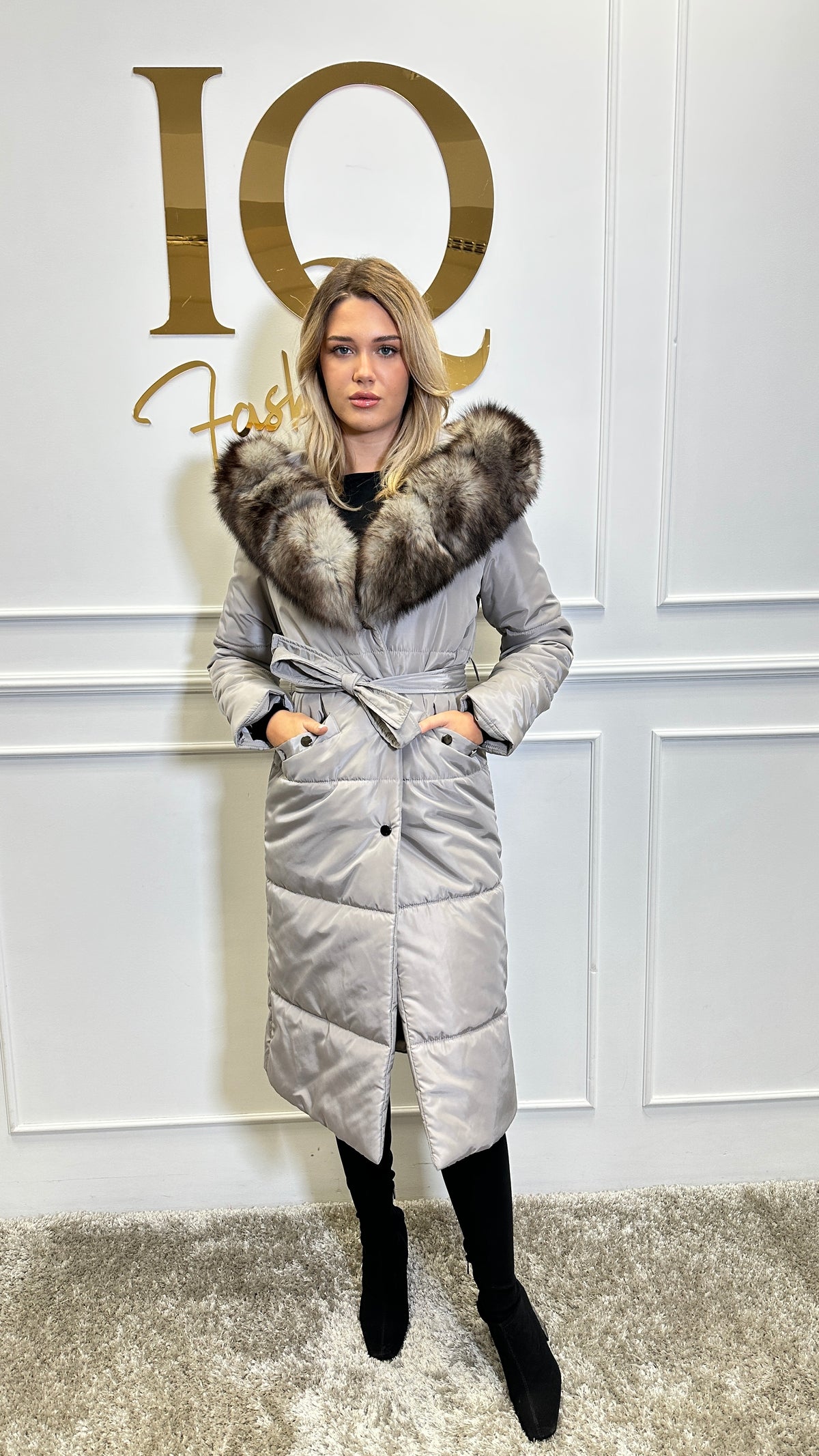 Haina fas cu blana naturala Chloe Grey