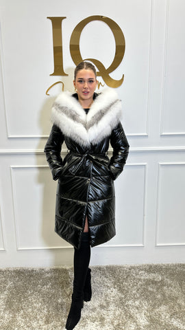 Haina fas cu blana naturala Luxurya Black