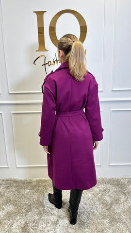 Pardesiu cu epoleti Trendy Magenta