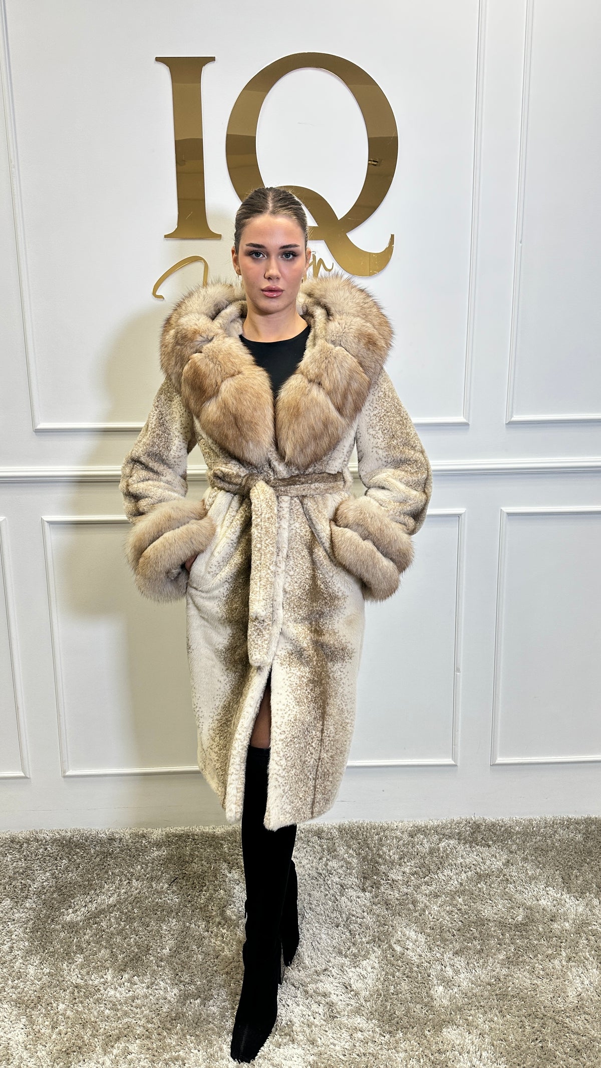 Palton stofa alkantara  Luxia Camel