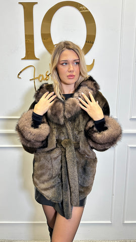 Palton din stofa  Ukraina alkantara Brown