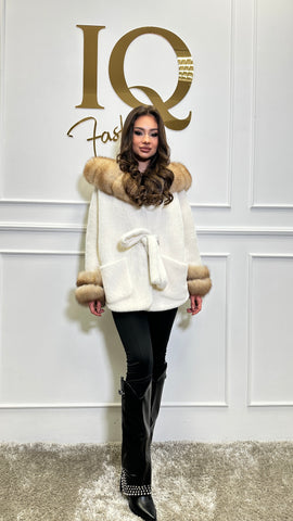 Palton din lana alcantara Ukraine Cream-Beige