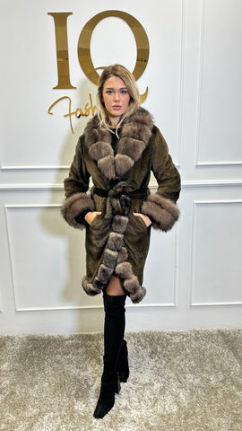 Palton stofa 3/4 alkantara Astoria Brown