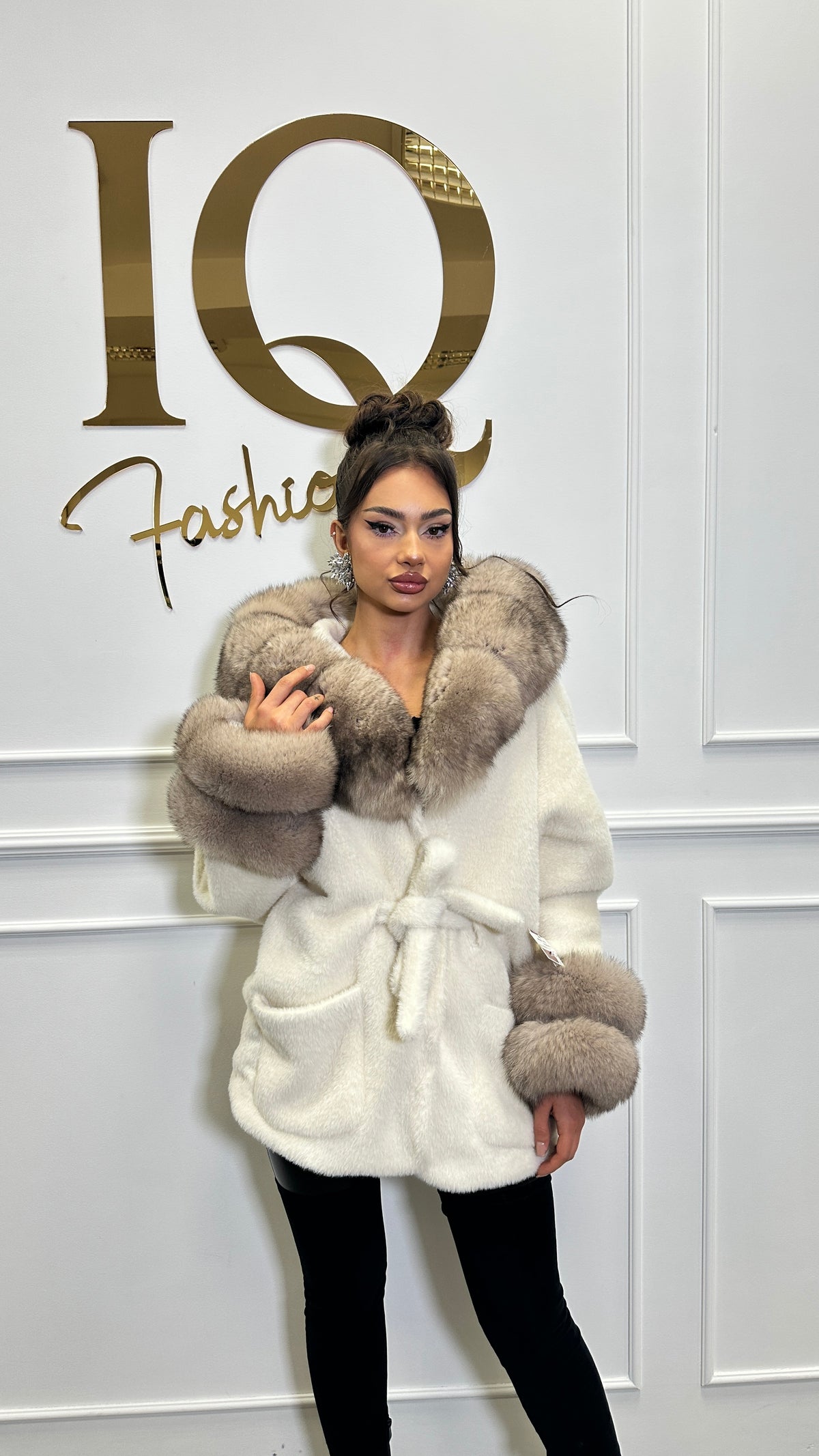 Palton din lana alcantara Ukraine Cream