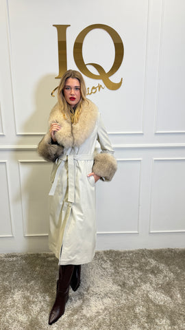 Pardesiu piele Antheea Cream