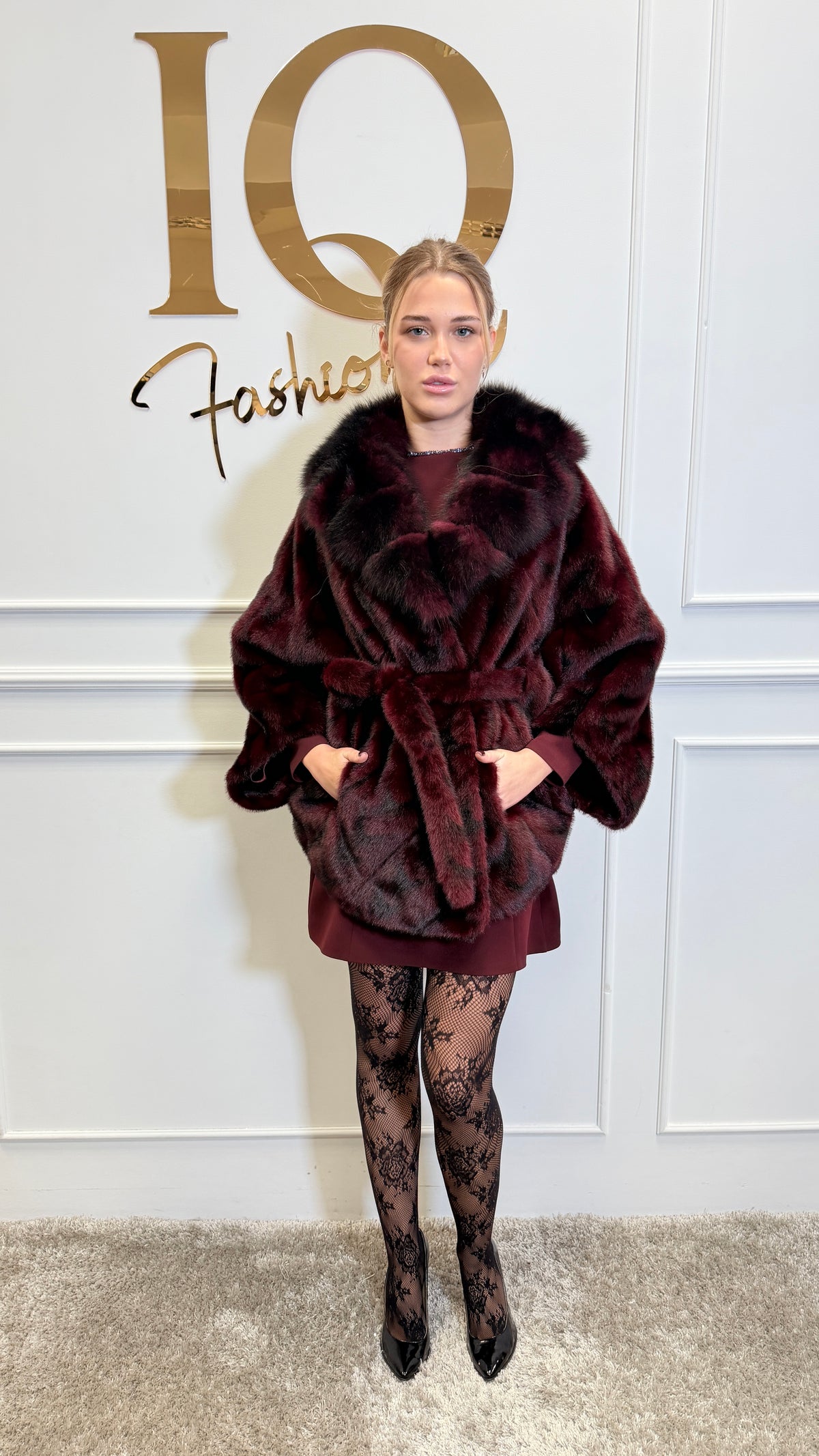 Palton din stofa alkantara Butterfly Lux Bordo