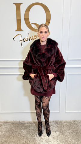 Palton din stofa alkantara Butterfly Lux Bordo