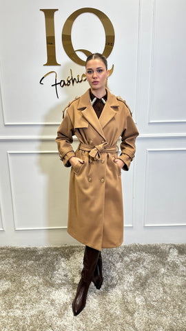 Pardesiu cu epoleti Trendy Camel