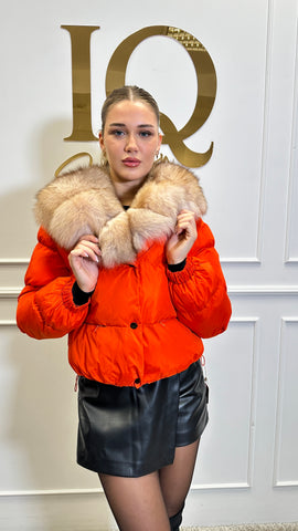 Haina fas cu blana naturala Charm Orange