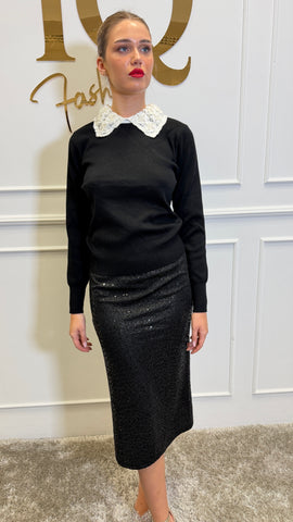 Bluza tricotata cu guler Castille Black