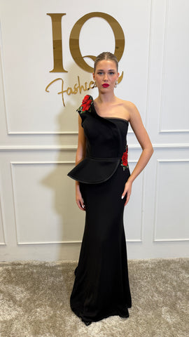 Rochie Ariel Flower Black