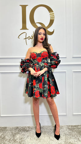 Rochie Carmine Black -Red