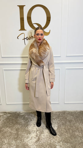 Palton lana cashmir nasturi Elaria Beige