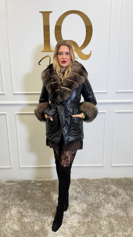 Haina fas cu blana naturala Chantelle Black