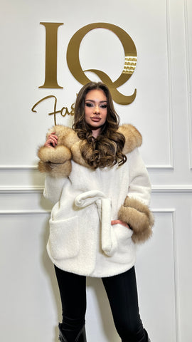 Palton din lana alcantara Ukraine Cream-Beige