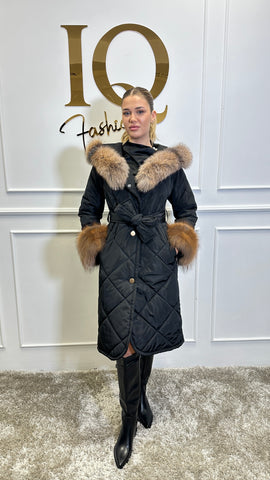 Haina fas cu blana naturala Leyla Black Gold