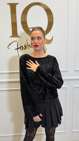 Bluza Hot catifea paiete Black