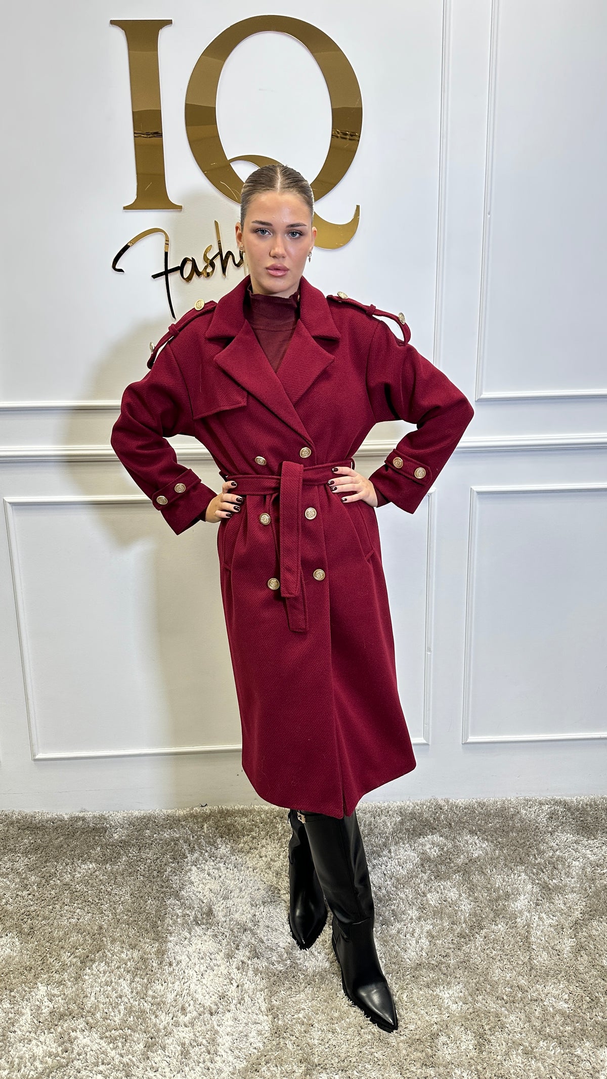 Pardesiu cu epoleti Trendy Bordo