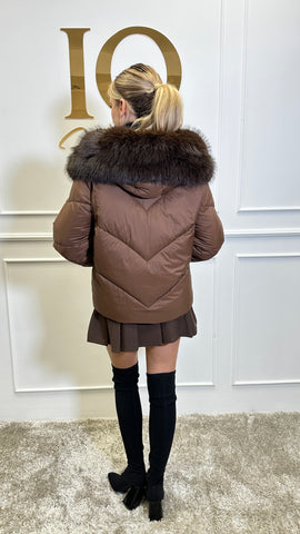 Geaca blana artificiala Florencia Coffe