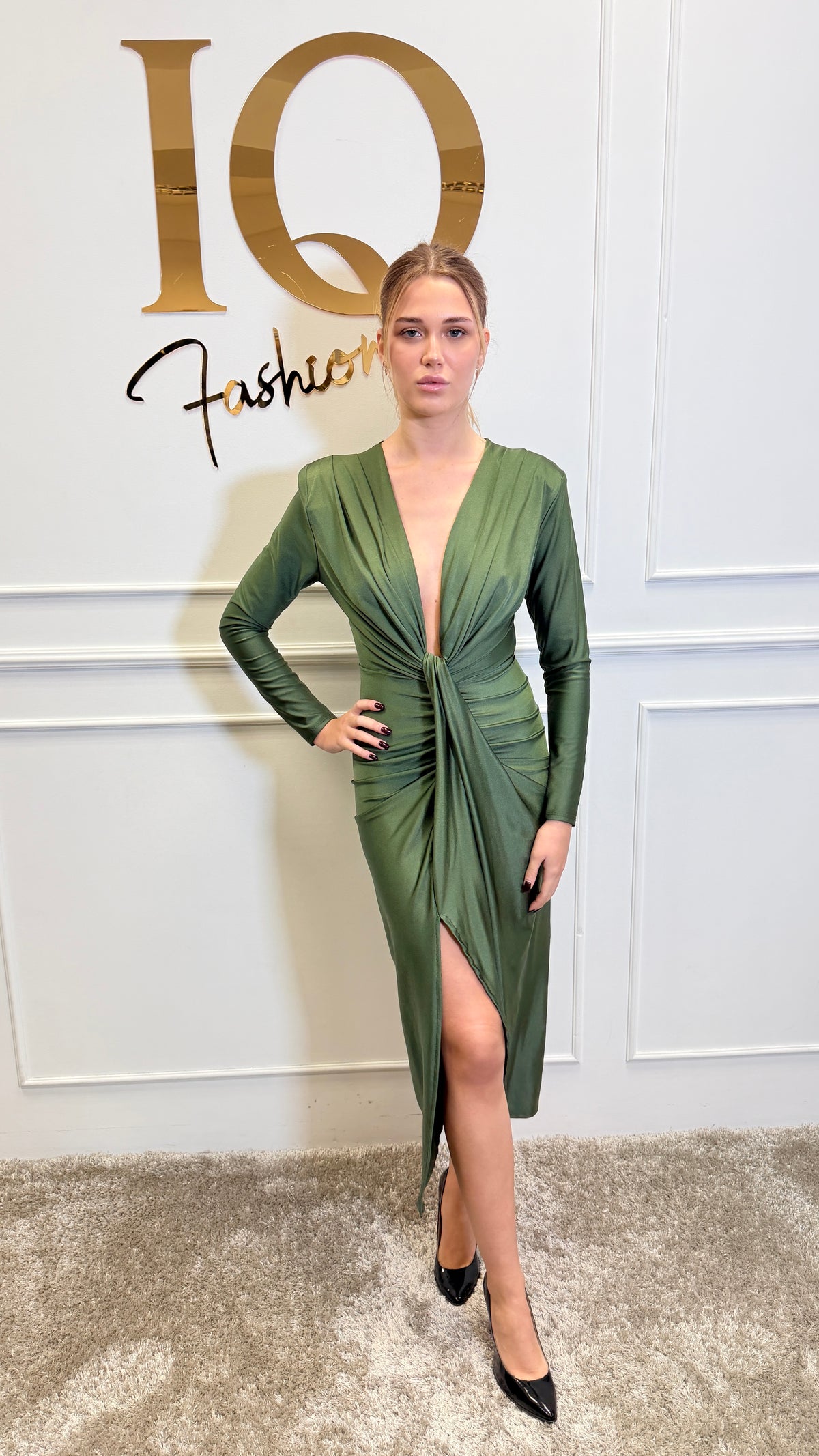 Rochie maneca Serabella Kaki