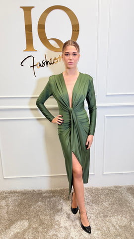 Rochie maneca Serabella Kaki