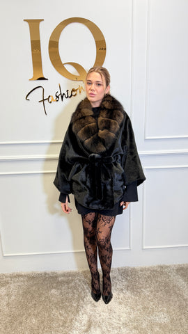 Palton din stofa alkantara Butterfly Black