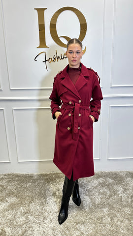 Pardesiu cu epoleti Trendy Bordo