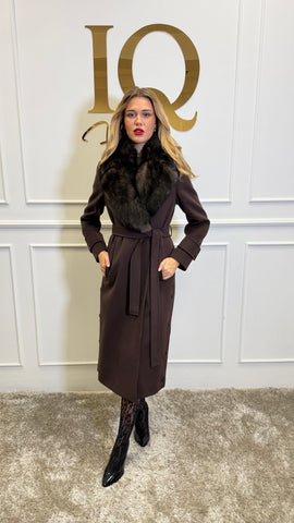 Palton lana cashmir nasturi Elaria Chocollate