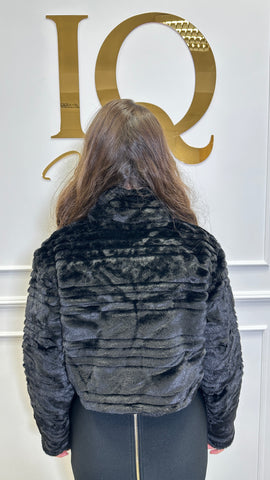 Bolero blana artificaiala Emina Black