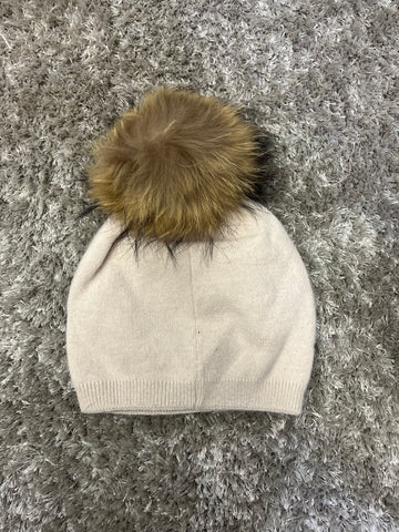 Sapca pompon natural Athena Beige