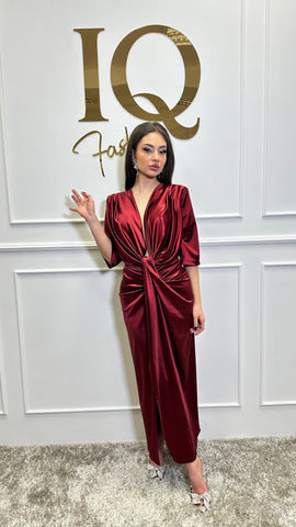 Rochie Sara maneca Bordo