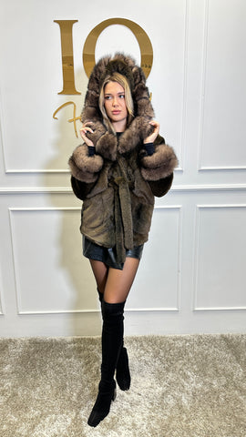 Palton din stofa  Ukraina alkantara Brown