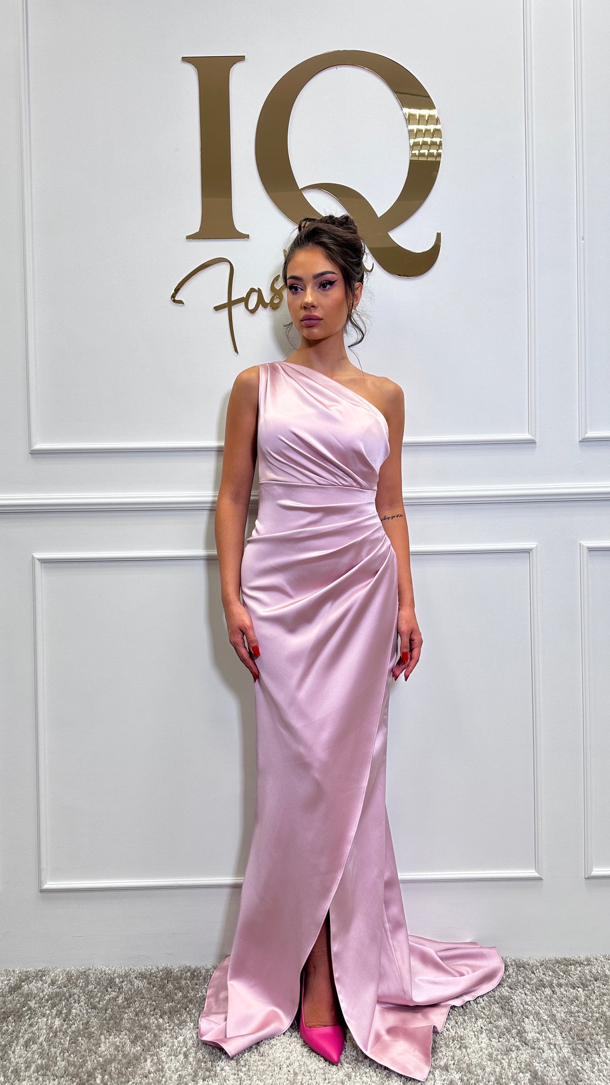 Rochie Simone  lunga Pudra