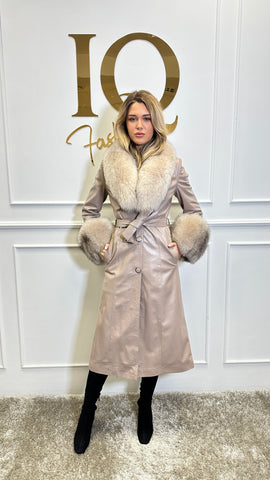 Pardesiu piele Antheea Beige