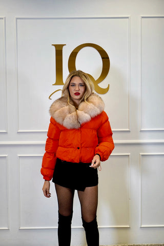 Haina fas cu blana naturala Charm Orange