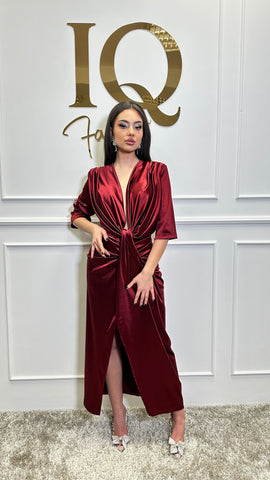 Rochie Sara maneca Bordo