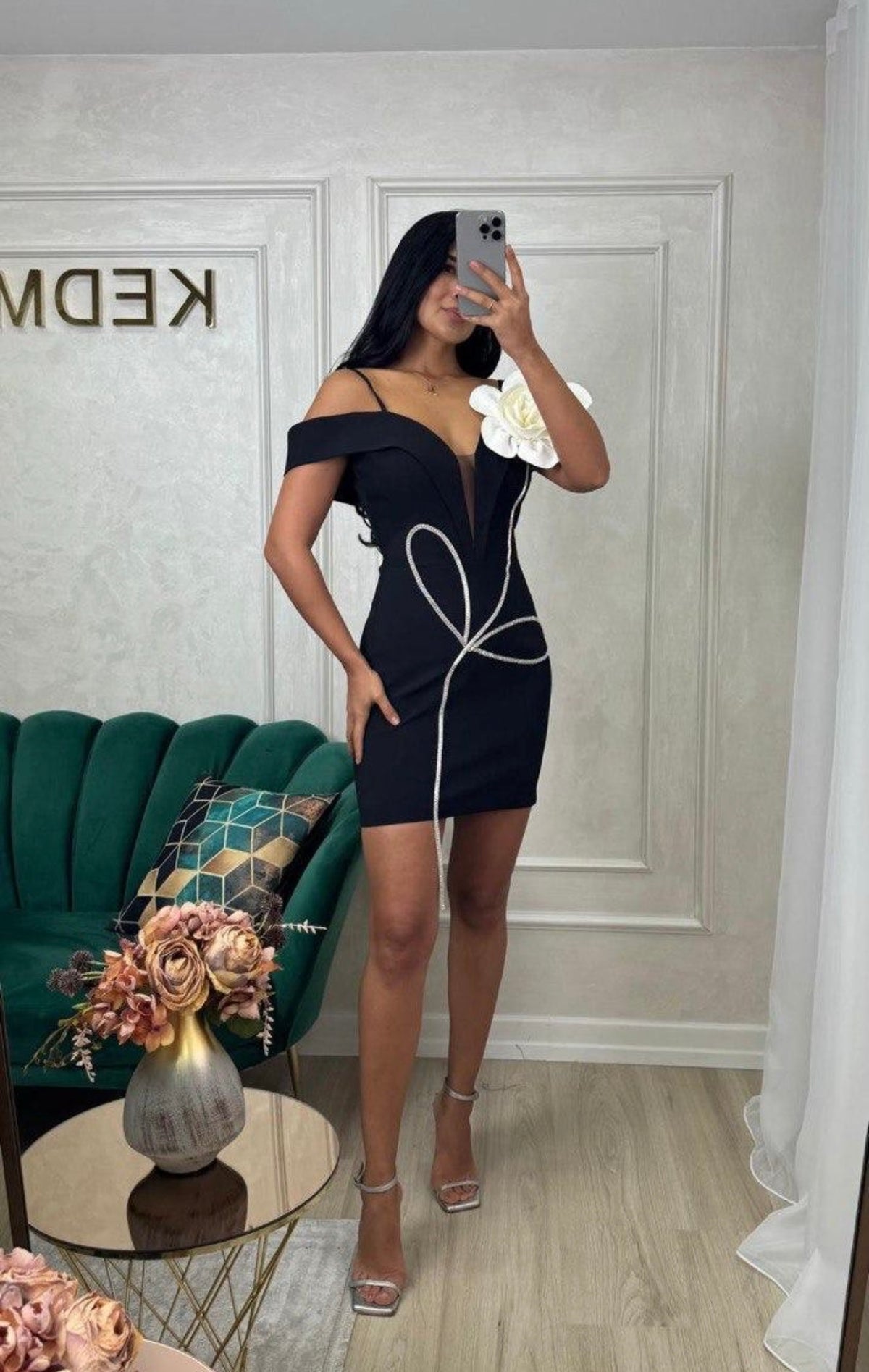 Rochie Azalee scurta Black-White