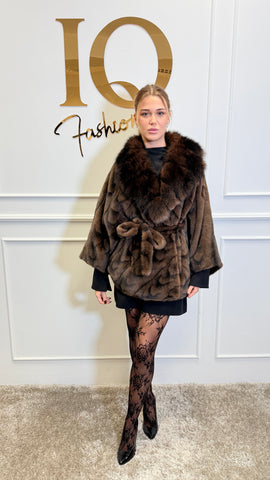 Palton din stofa alkantara Butterfly Lux Brown