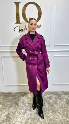 Pardesiu cu epoleti Trendy Magenta