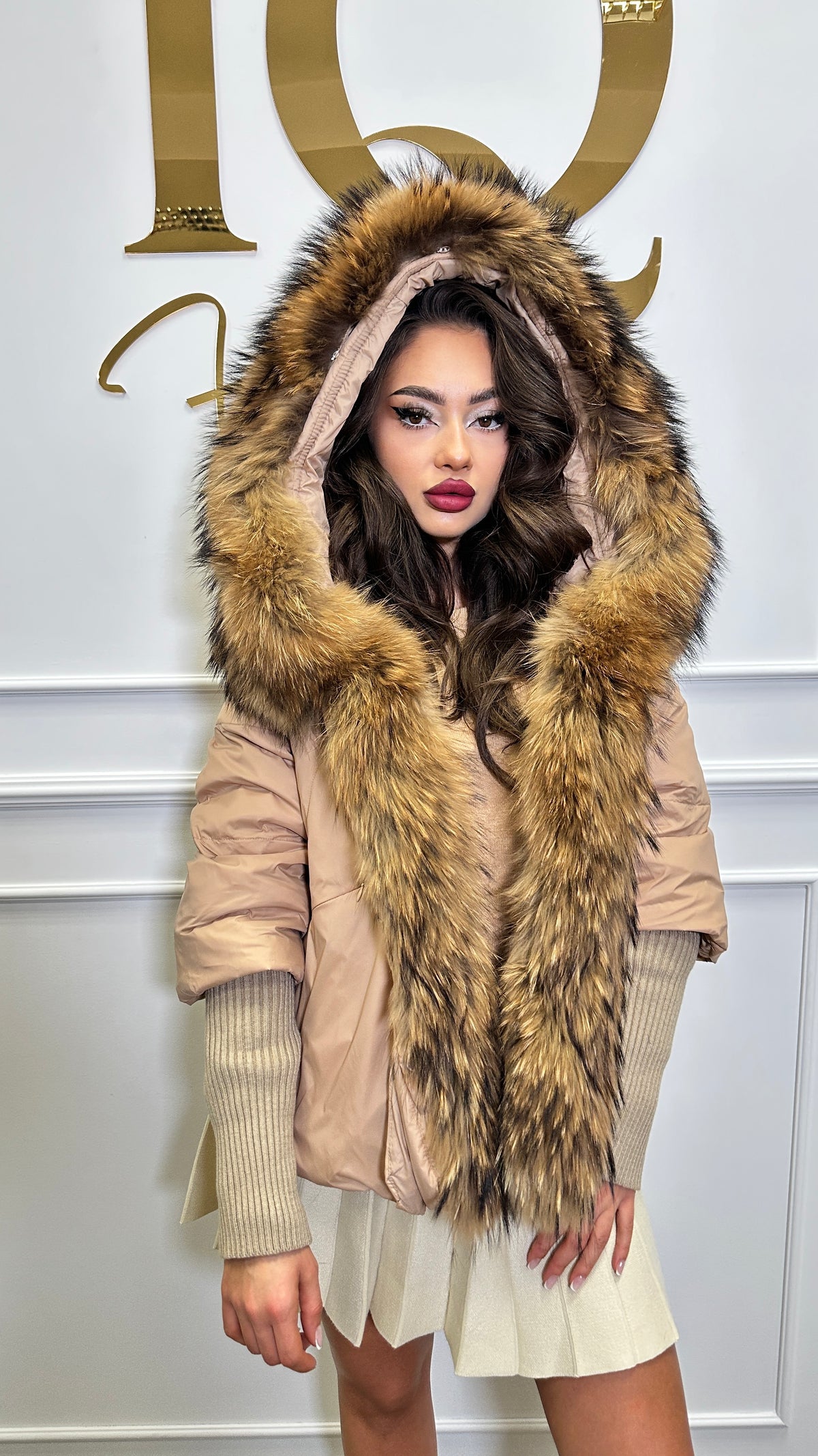 Geaca puf siblana naturala Verona Beige