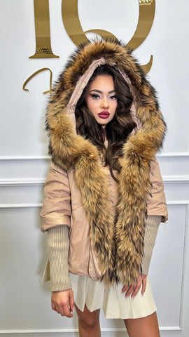 Geaca puf siblana naturala Verona Beige