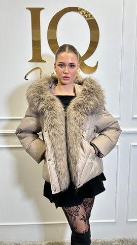 Geaca blana artificiala Florencia Beige