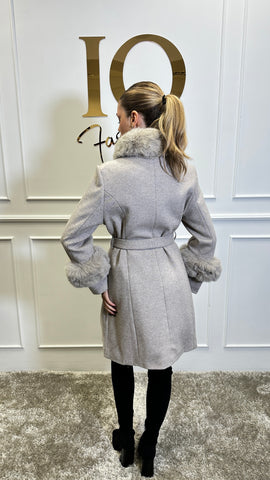 Palton scurt cu blana  artificala Gyanna  Beige