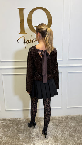 Bluza Hot catifea paiete Brown