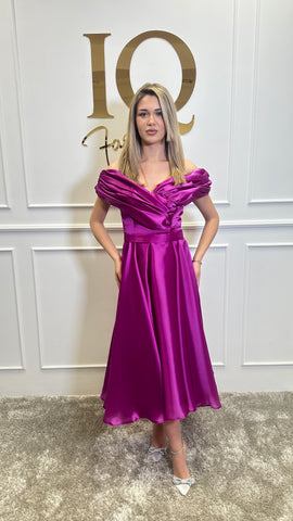 Rochie Vanessy midi  Fuchsia