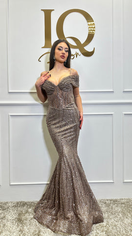 Rochie Ariel paiete Beige